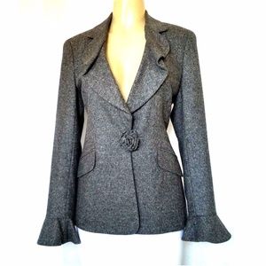 ESCADA Women's Blazer Jacket Tweed Suit Gray 40 10